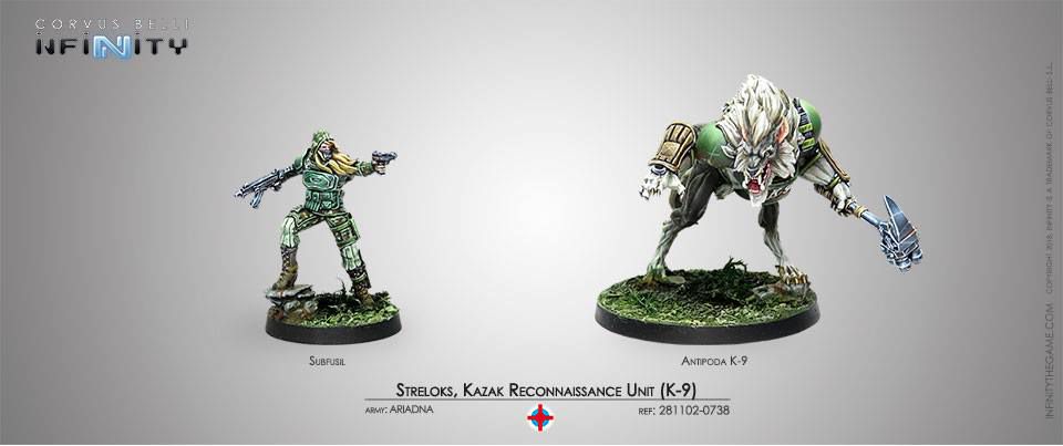 Infinity Ariadna Streloks Kazak Reconnaissance Unit K-9 Corvus Belli INF 281102