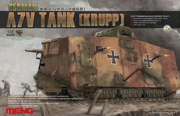 Meng German A7V Tank Krupp 1/35 TS-017 Deutscher Panzer 1 Weltkrieg WWI 30t