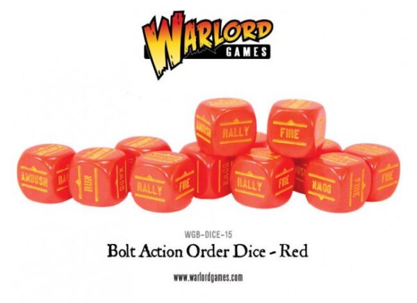 Warlord Games Bolt Action Order Dice Red (12) Kommando WÃ¼rfel BefehlswÃ¼rfel