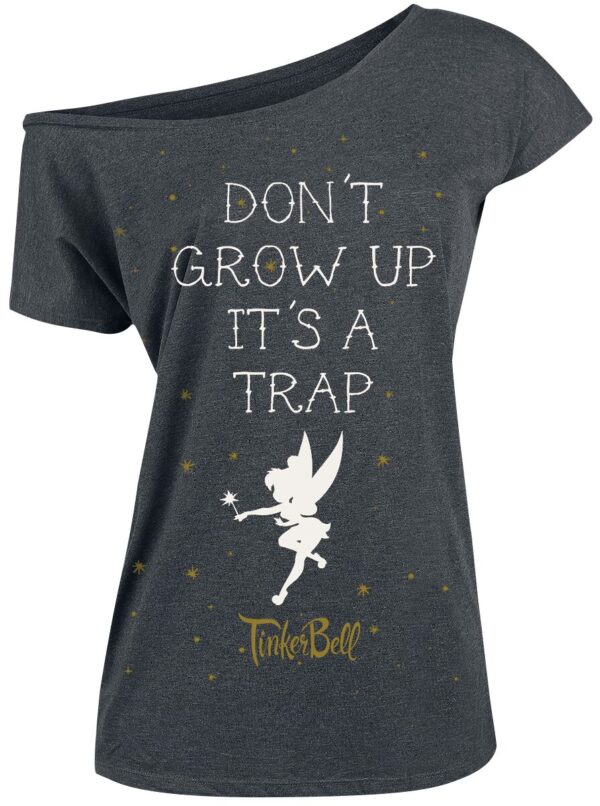 Peter Pan Tinker Bell - Don't Grow Up T-Shirt dunkelgrau meliert in M